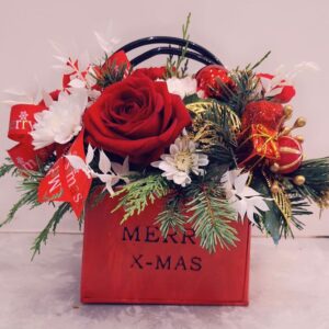 Merry Xmas tin arrangement